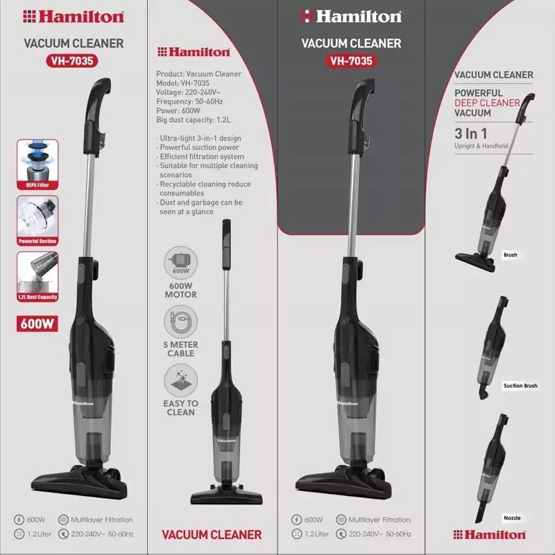 جارو عصایی همیلتون مدل VH7035 (ضمانت اصالت کالا و ضمانت سالم رسیدن کالا به دست مشتری)